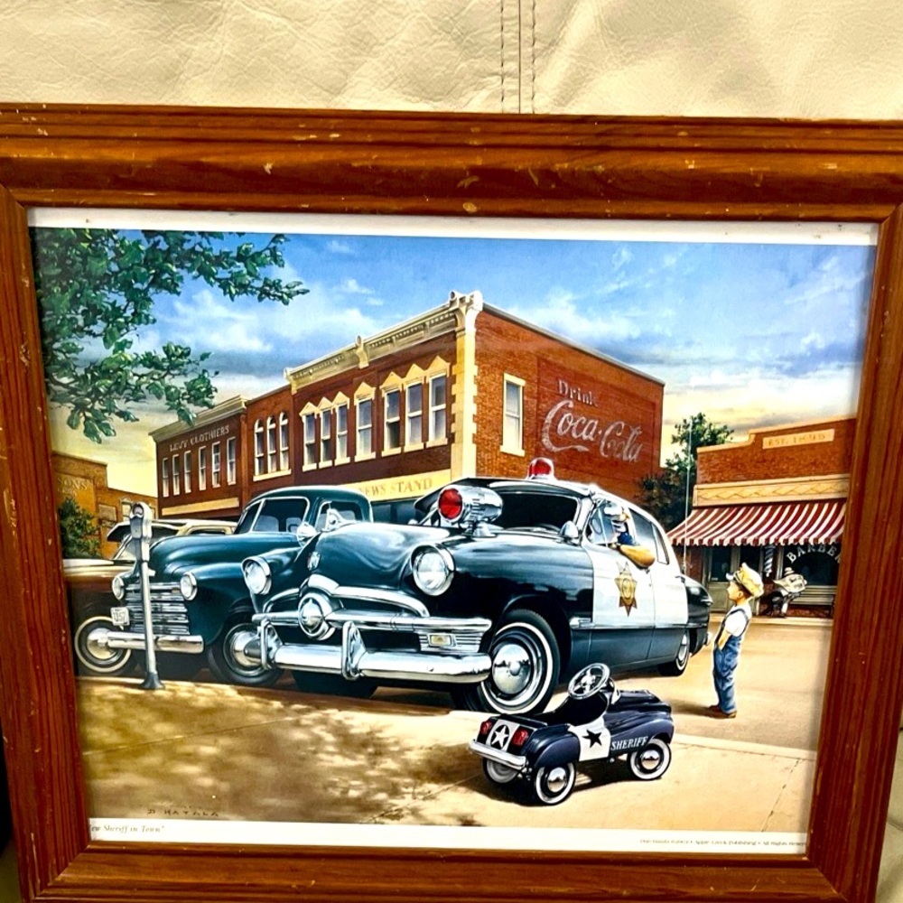 Dan Hatala police car art print with frame